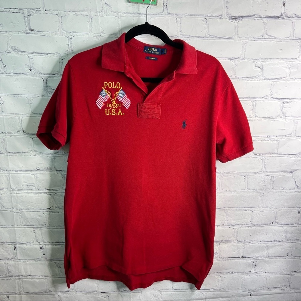 POLO Ralph Lauren Red USA Polo Shirt Large